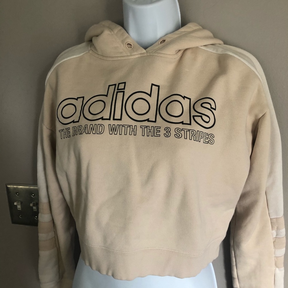 ADIDAS Neutral tan crop hoodie Sz. XS - Picture 4 of 8